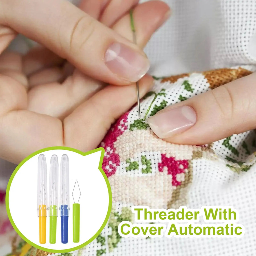 3-Pack Automatic Needle Threader with Cover | Sewing Tool Set Needle Threader Set Axl