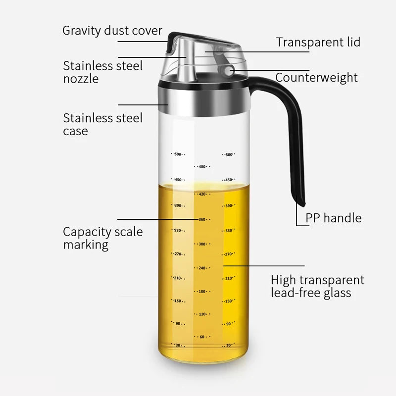 KEMORELA Glass Oil & Seasoning Dispenser Bottle | Drip-Free Oil Dispenser Bottle Axl