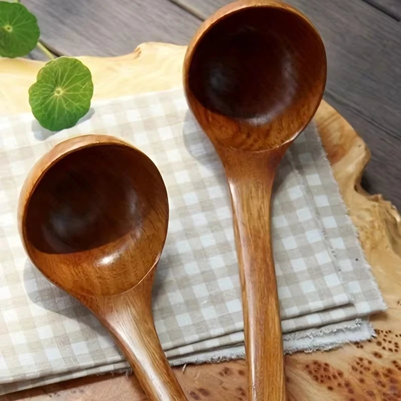 Non-Stick Solid Wood Cooking Spoon – Kitchen Soup Ladle Wooden Kitchen Utensil Axl