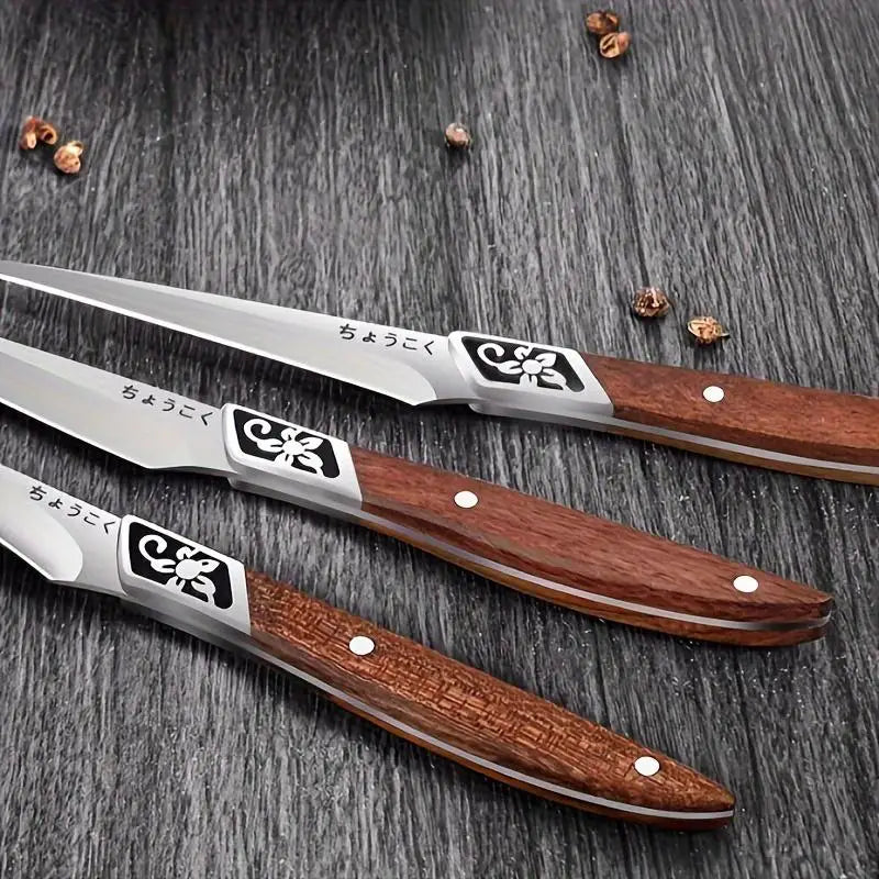 3-Piece Food Carving Knife Set – Stainless Steel & Wood Handle Food Carving Knife Set Axl
