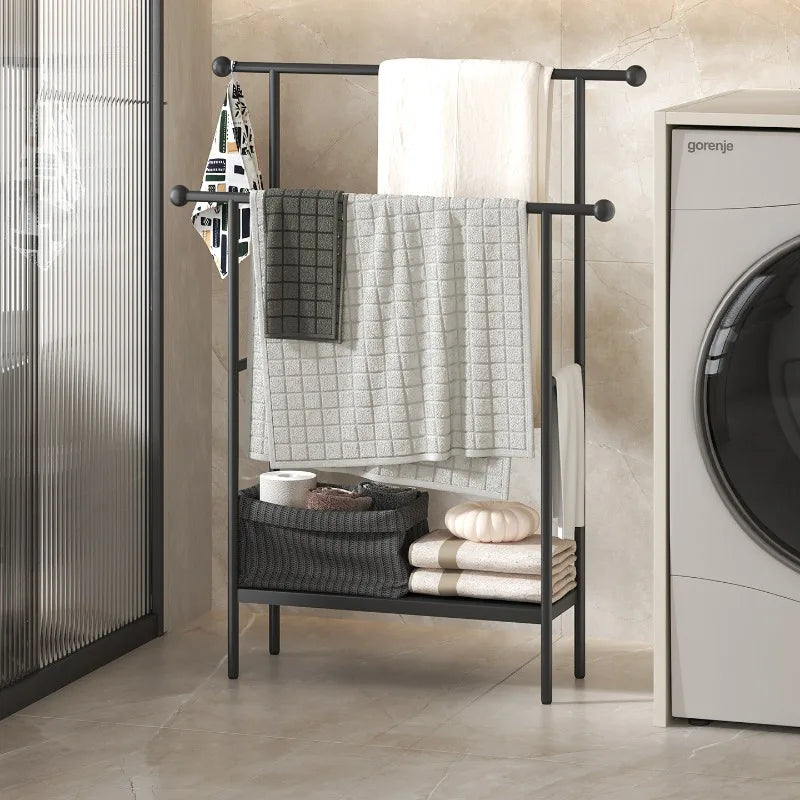 Modern Metal Standing Towel Rack – Minimalist Bathroom Organizer Standing Towel Rack Axl