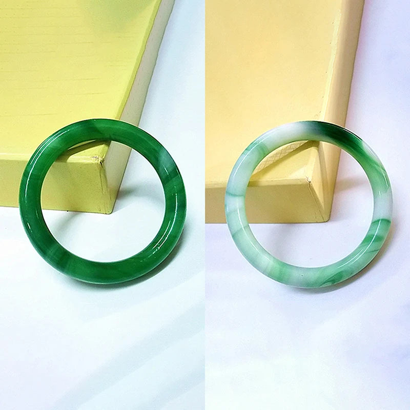 Imitation Jade Glass Bracelet – Green Vintage Bangle for Women Bangle Bracelet Axl