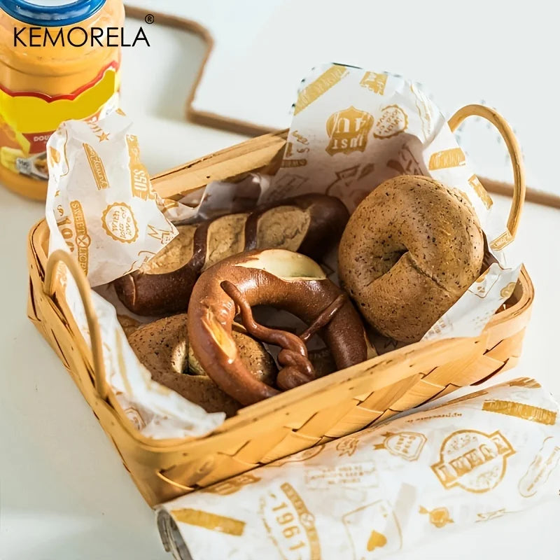 KEMORELA 50-Pack Food Grade Wax Paper Wrappers – Bread & Burgers Food Wax Paper Wrappers Axl