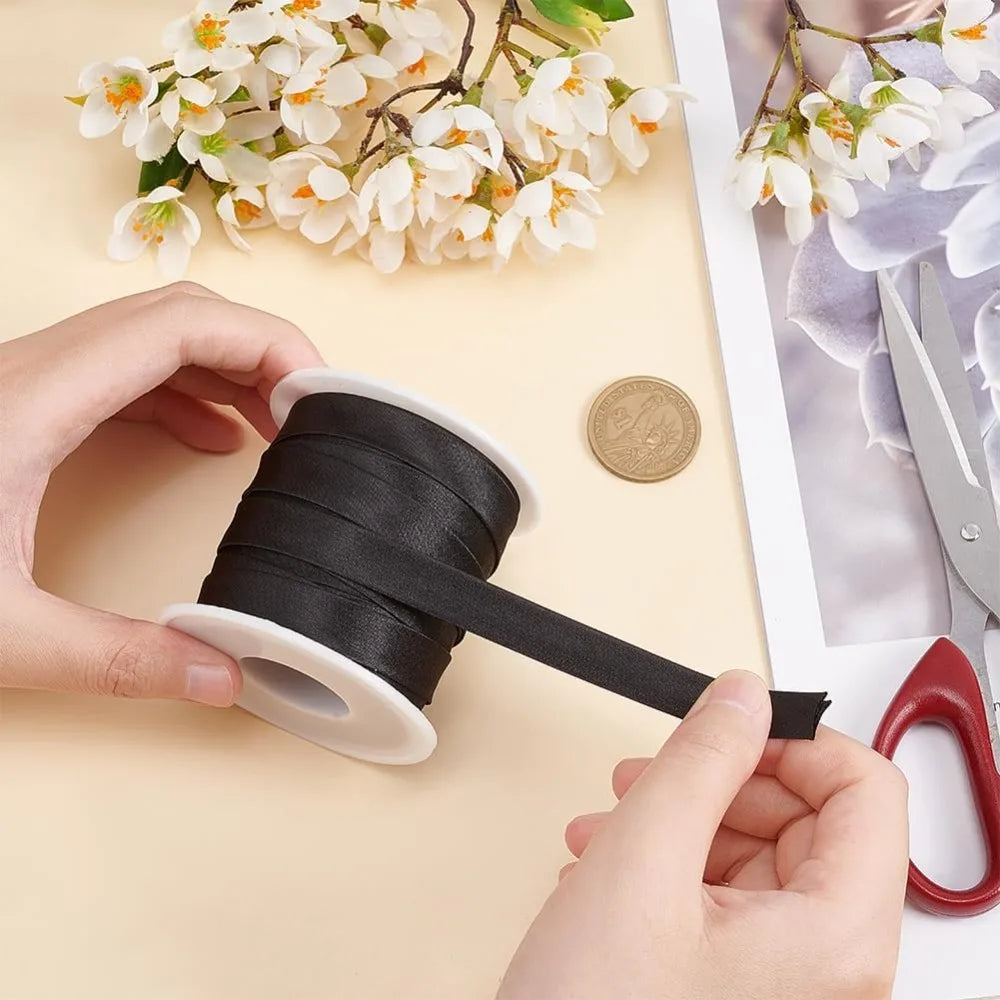 12.5M Black Satin Piping Trim Ribbon – Cheongsam & Sewing Trim Satin Piping Trim Axl