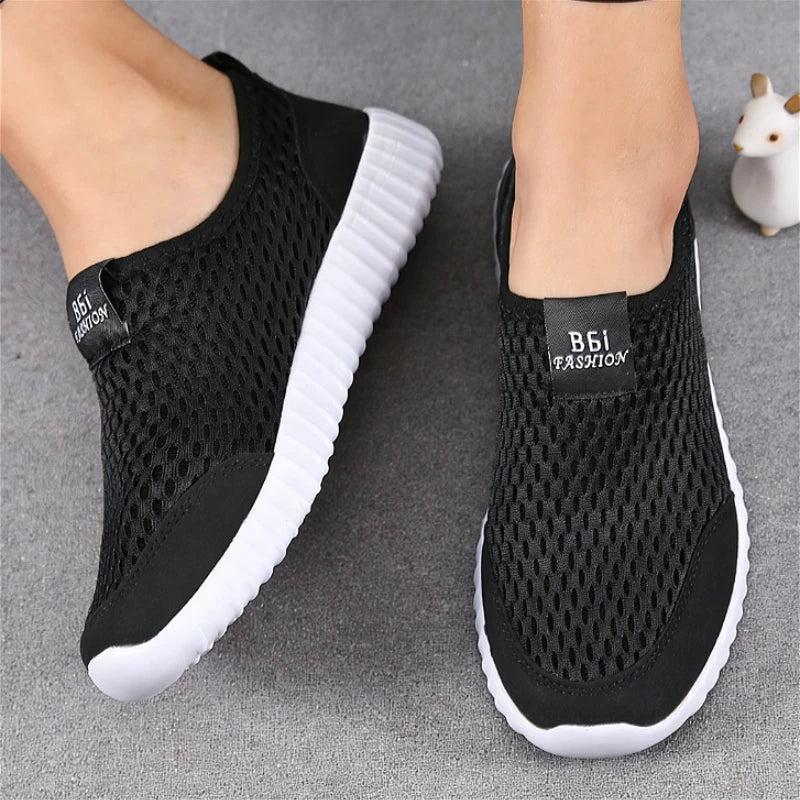 Women's Slip-On Mesh Sneakers – Lightweight Breathable Walking Shoes Women's Mesh Sneakers Axl black 46