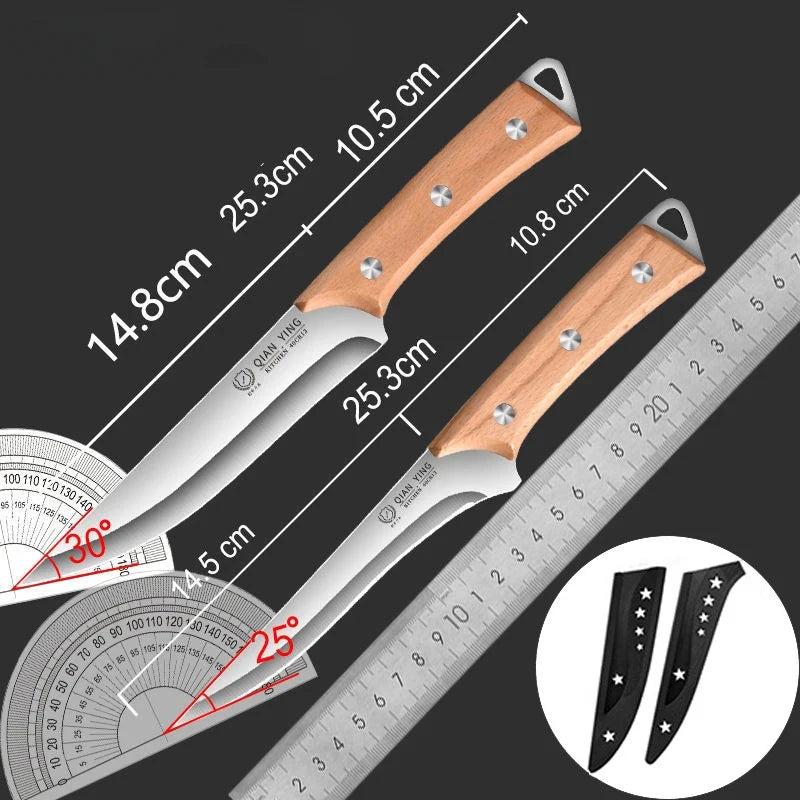 Stainless Steel Fillet & Boning Knife – Wooden Handle Chef Knife Kitchen Fillet Knife Axl 2pcs