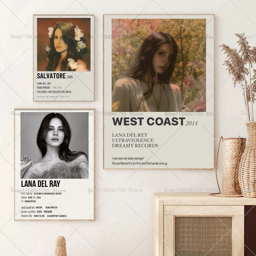 Lana Del Rey Album Wall Poster – Self-Adhesive Waterproof Sticker Music Wall Poster Axl