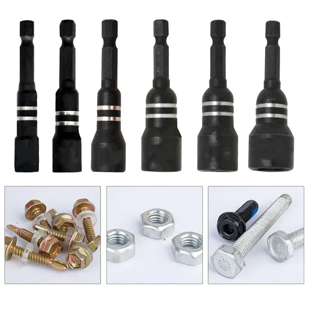 6-Piece Magnetic Socket Nut Driver Set 6–14mm | Hex Drill Bit Socket Driver Set Axl