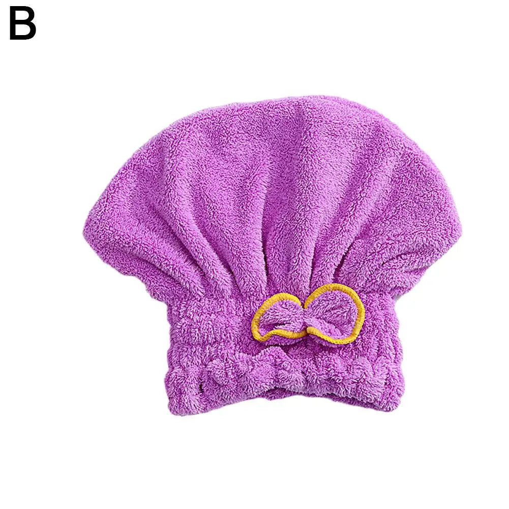 Super Absorbent Microfiber Hair Drying Cap with Cute Bow Microfiber Hair Cap Axl B
