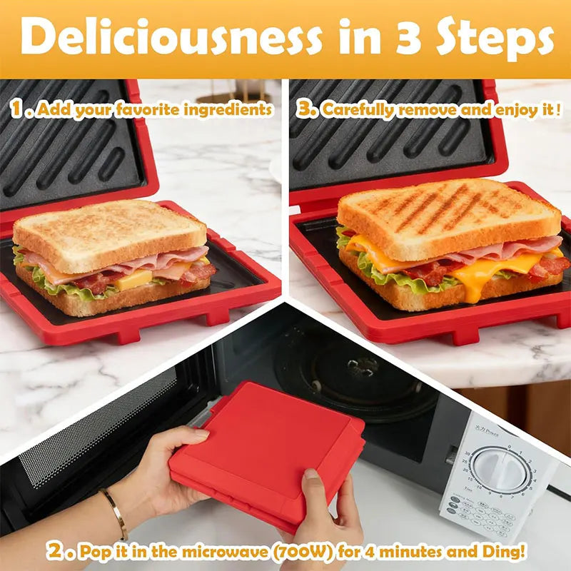 Microwave Sandwich Maker & Panini Press | Silicone Toastie Grill Microwave Sandwich Maker Axl