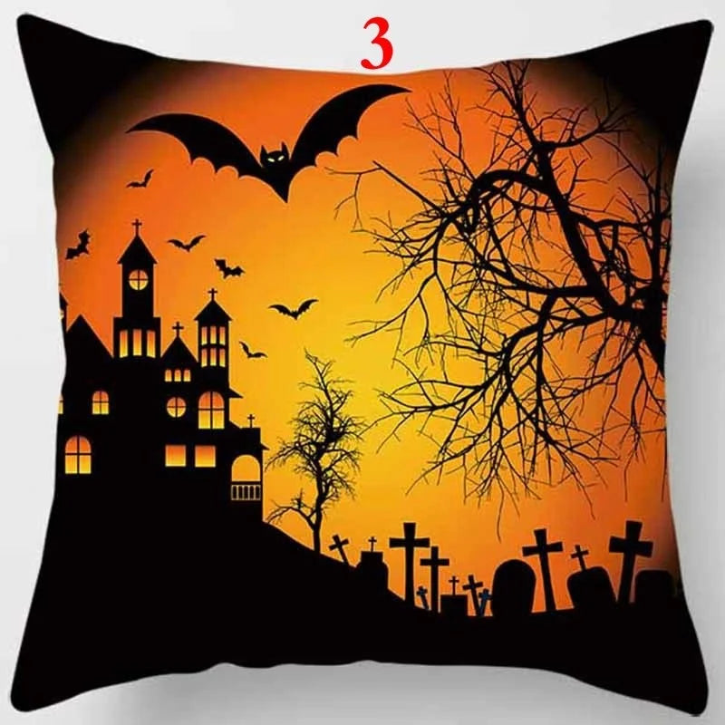 Halloween Cushion Cover 45x45cm – Pumpkin & Skull Pillow Case Decorative Pillow Cover Axl 3