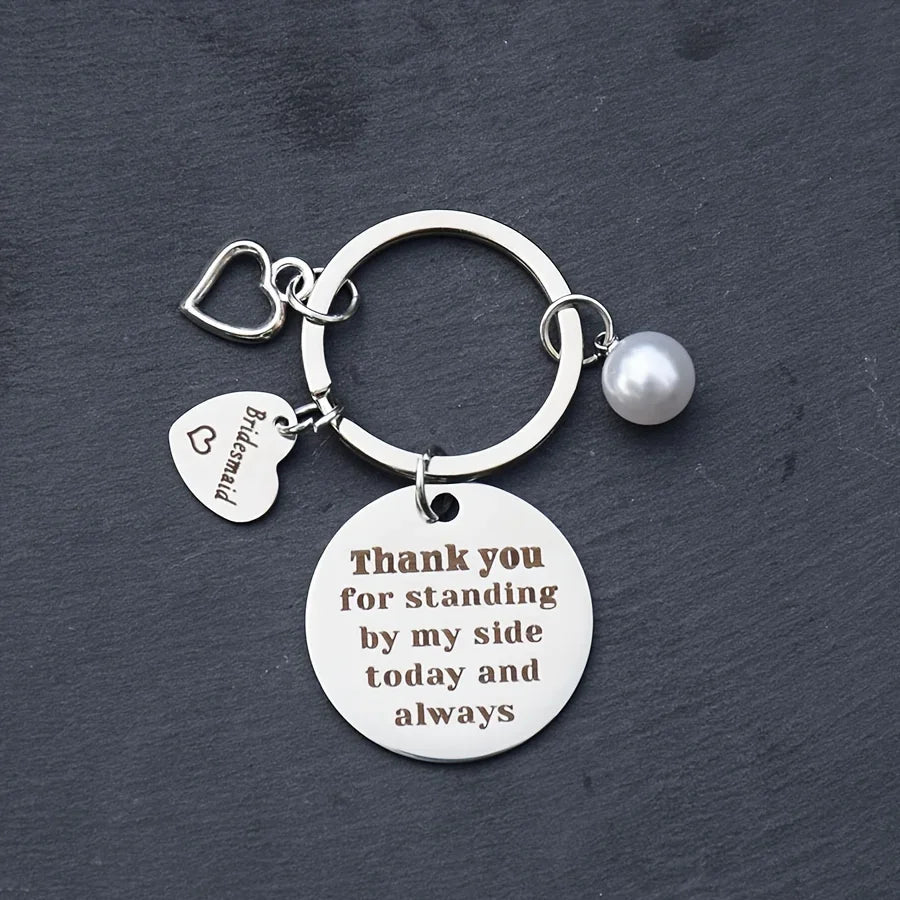 Pearl Accent Bridesmaid Keychain Gift Set – Thank You Bridesmaid Keychain Gift Axl