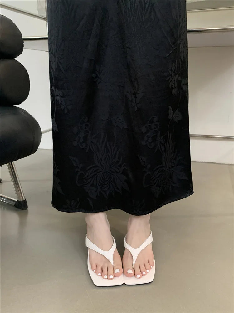 Retro Clip Toe Women's Low Heel Summer Slippers | Party Shoes Low Heel Slippers Axl