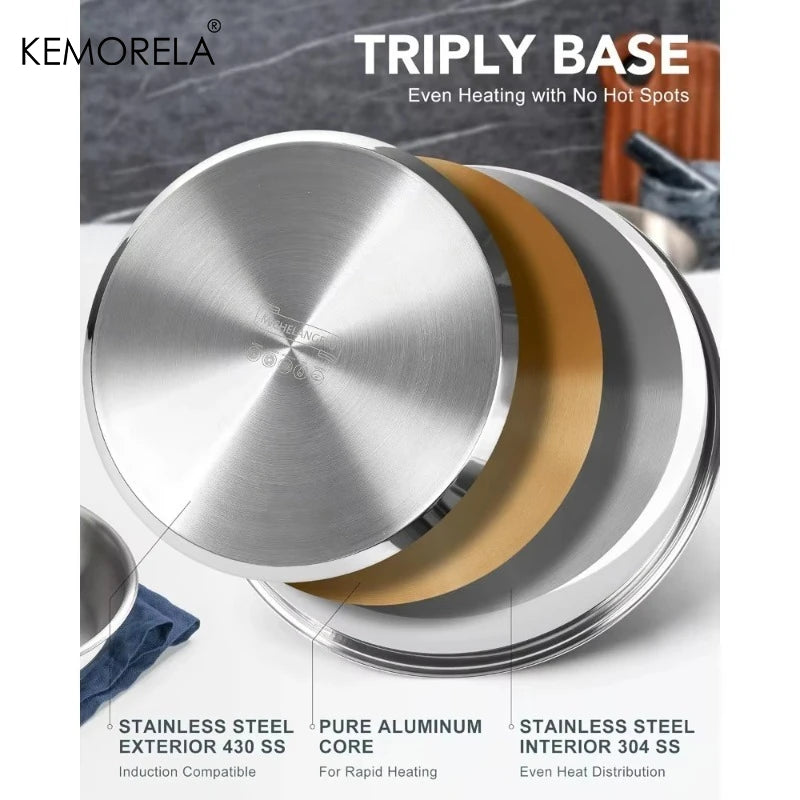 KEMORELA 316 Stainless Steel Stackable Pot Set – Induction Safe Stackable Cookware Set Axl