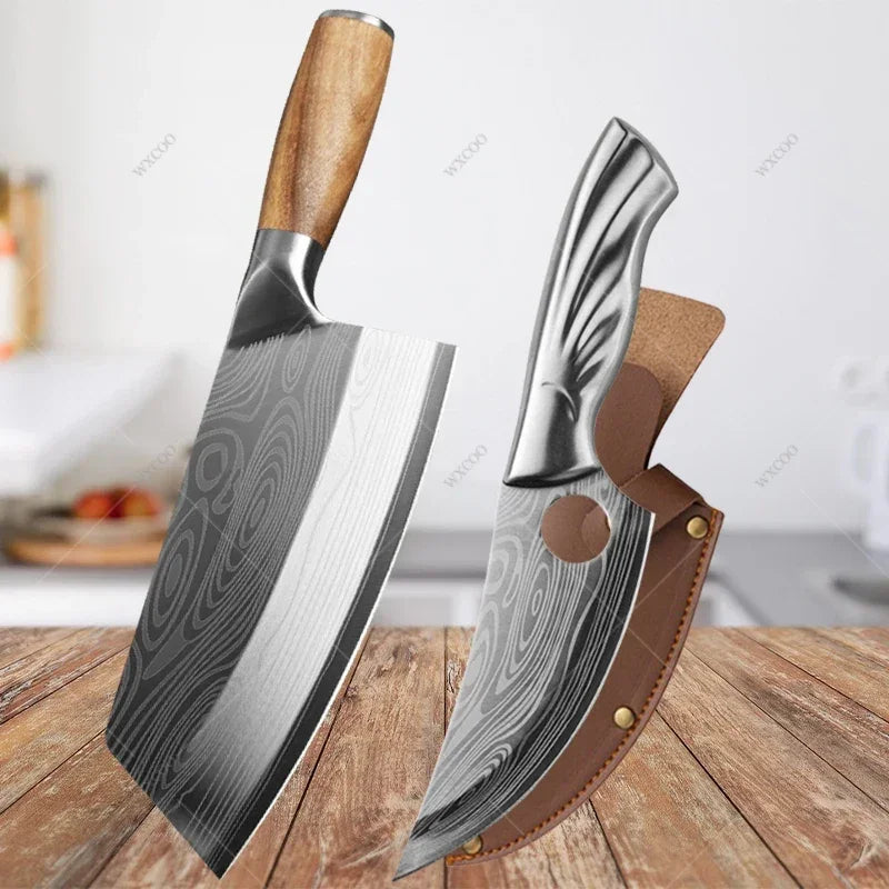 Japanese Damascus Pattern Chef Knife Set – Stainless Steel Kitchen Knife Set Axl 2pcsAC