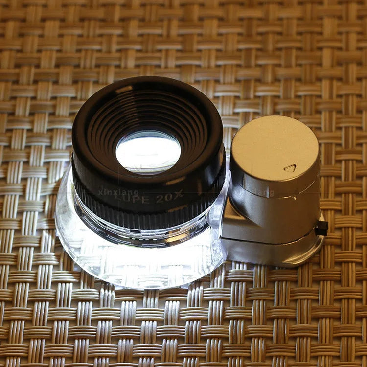20X LED Magnifier – Optical Glass Loupe with 6 LED Lights Jeweler Magnifier Loupe Axl