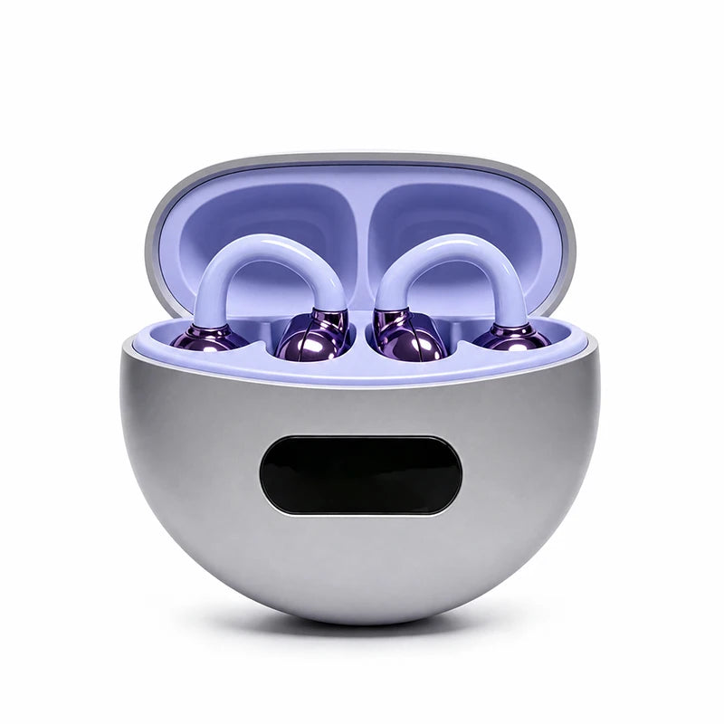 YU7 Sport Ear Clip Bluetooth Headphones with LED Display Wireless Earphones Axl B50-Silver purple