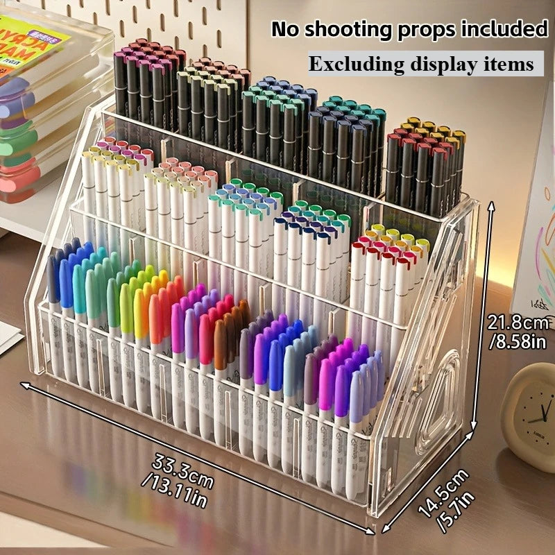 Large Capacity Pen Holder – Multi-Compartment Desk Organizer Desk Pen Organizer Axl 3 layers-1pc