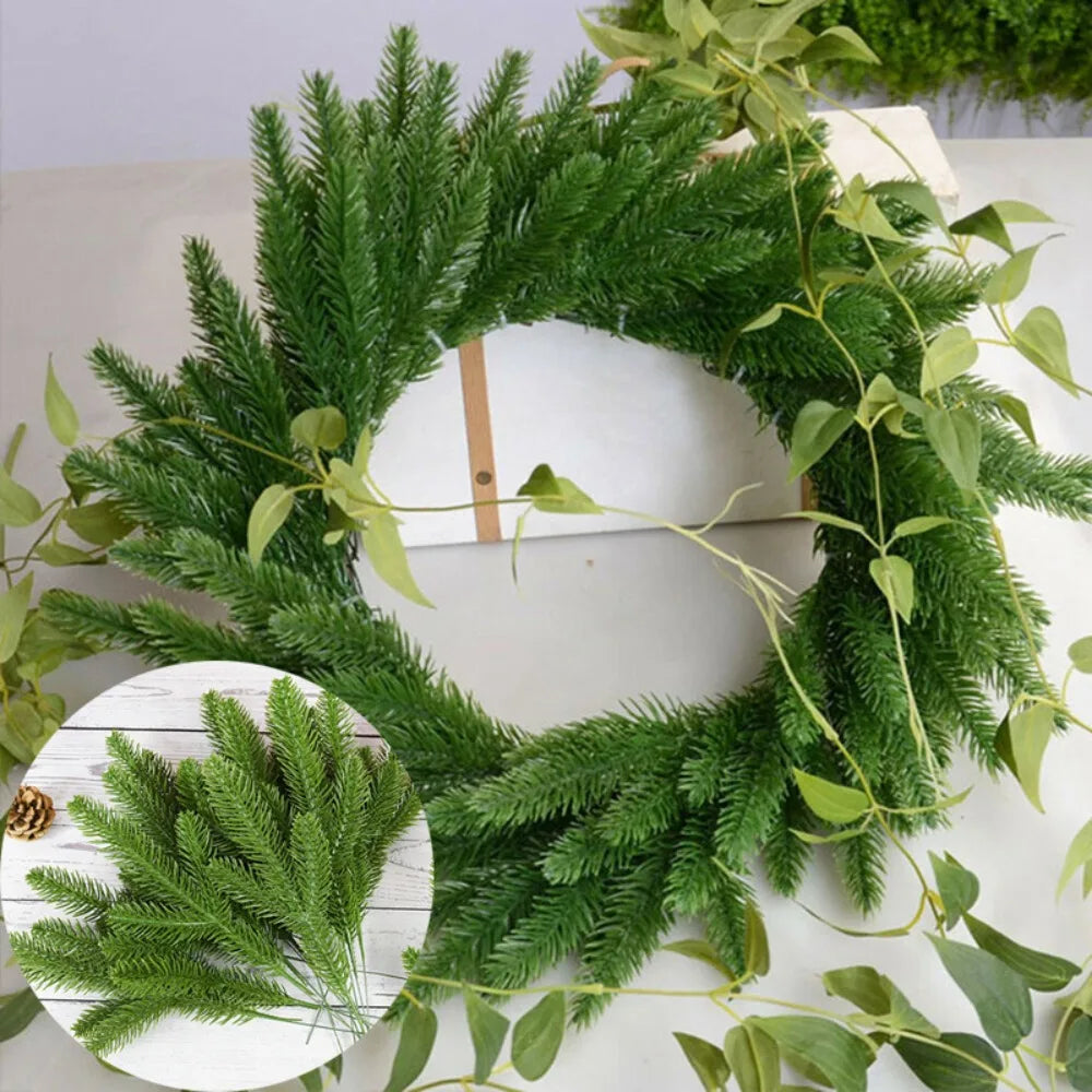 Artificial Snow Pine Branches 24pc – Christmas Wreath Decor Artificial Christmas Decor Axl