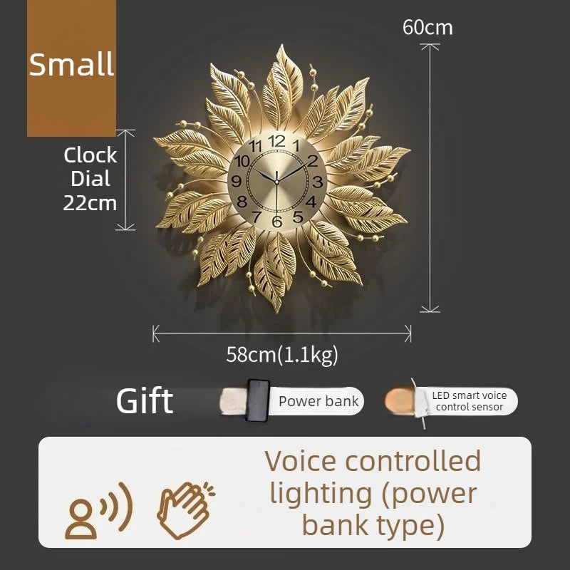 Modern Luxury Luminous Wall Clock – Silent Minimalist Gold Wall Clock Axl Small-Charged