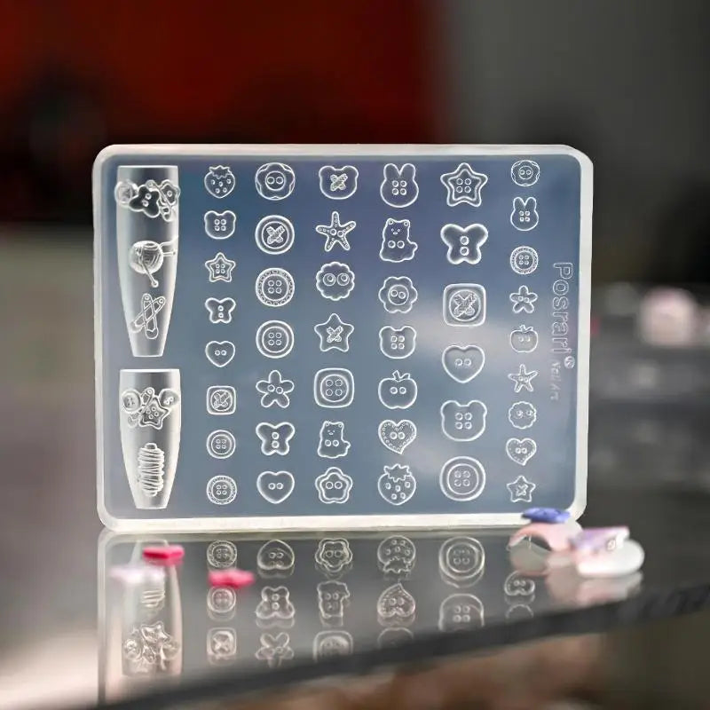 3D Button Nail Art Silicone Mold – DIY Resin Charm Tool Nail Art Mold Axl
