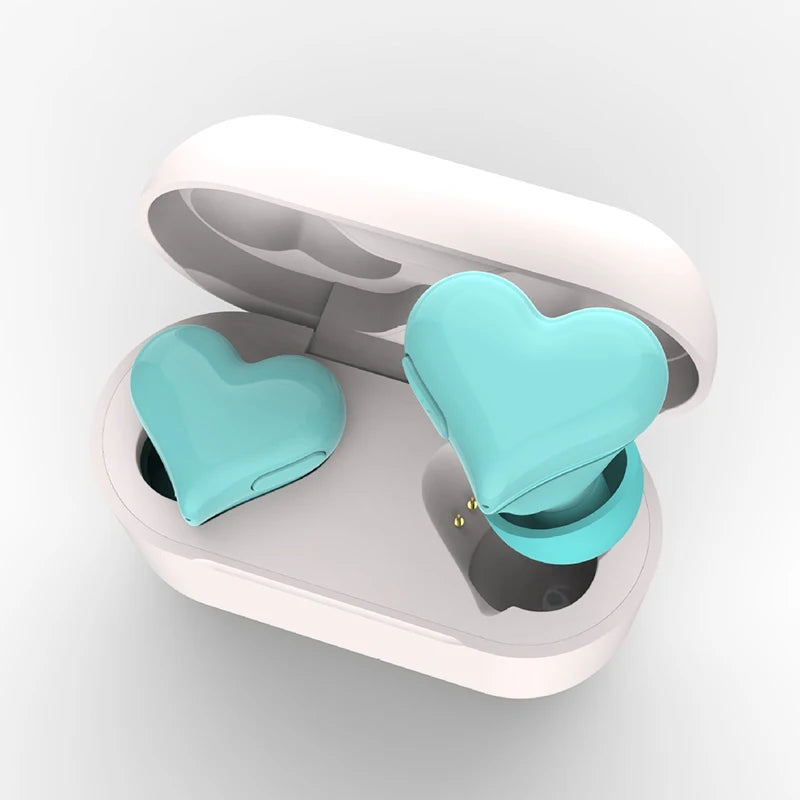 Heart-Shaped Wireless Bluetooth Earbuds – Cute TWS Gift for Girls Wireless Earbuds Axl Mint