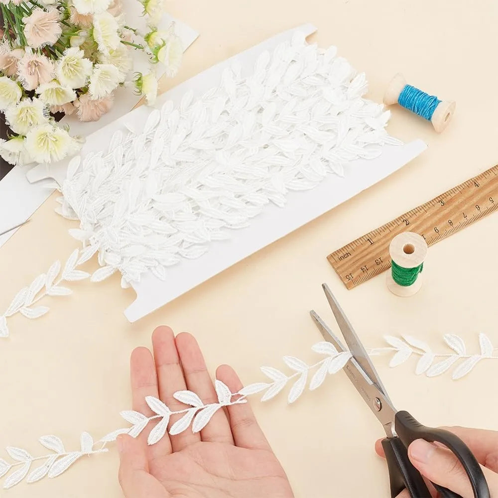 15 Yards White Leaf Lace Trim Ribbon – 1 Inch Polyester Craft Craft Lace Ribbon Axl