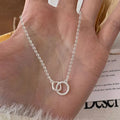 Huitan Linked Circle Pendant Necklace | Geometric Women's Jewelry Pendant Necklace Axl XL1637 41cm 5cm