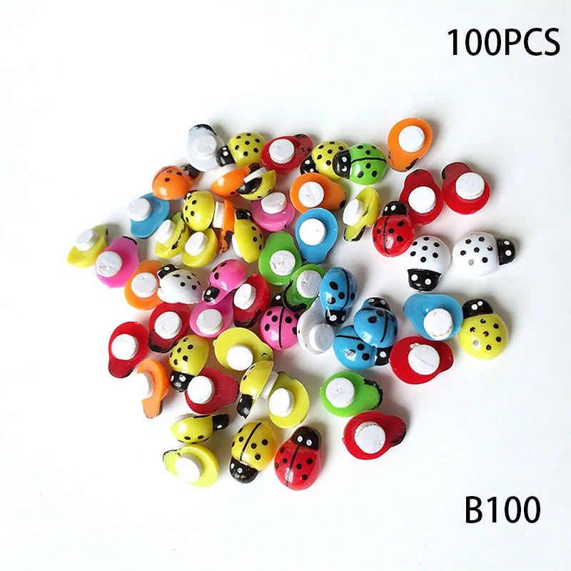 Mini Wooden Ladybug Sticker Ornaments 50/100 Pcs – DIY Craft Decor DIY Craft Ornaments Axl B100