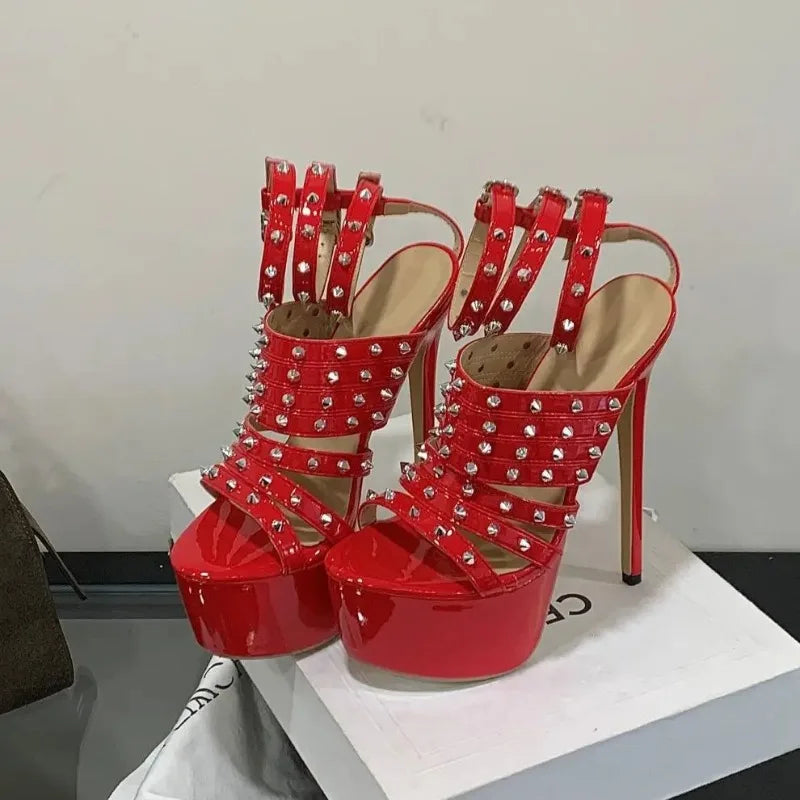Women's Studded Platform Stiletto Sandals | Gothic Gladiator Platform Stiletto Sandals Axl