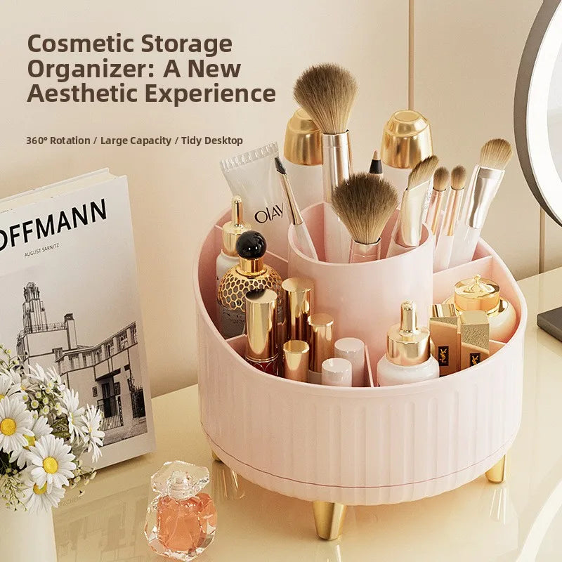 360° Rotating Makeup Organizer – 7-Compartment Brush Holder Makeup Organizer Axl