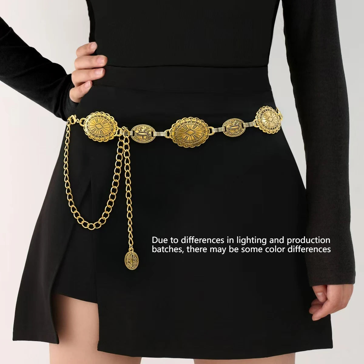 Women's Western Metal Chain Belt – Cowgirl Style for Dresses & Jeans Western Chain Belt Axl 01-gold-1pcs