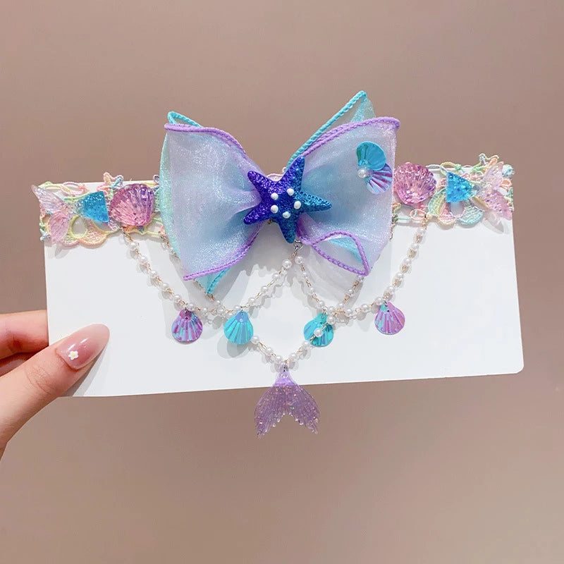 Mermaid Princess Bow Hair Clip – Girls Braided Hair Accessory Hair Clip Accessory Axl N9