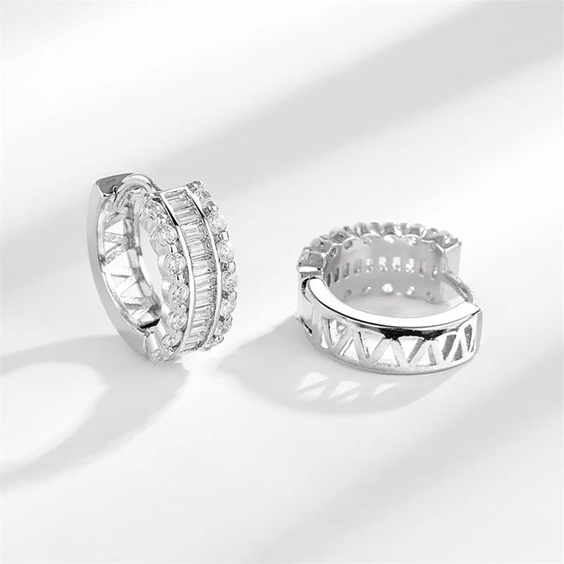Huitan Dainty CZ Hoop Earrings – Cubic Zirconia Women's Jewelry Hoop Earrings Axl