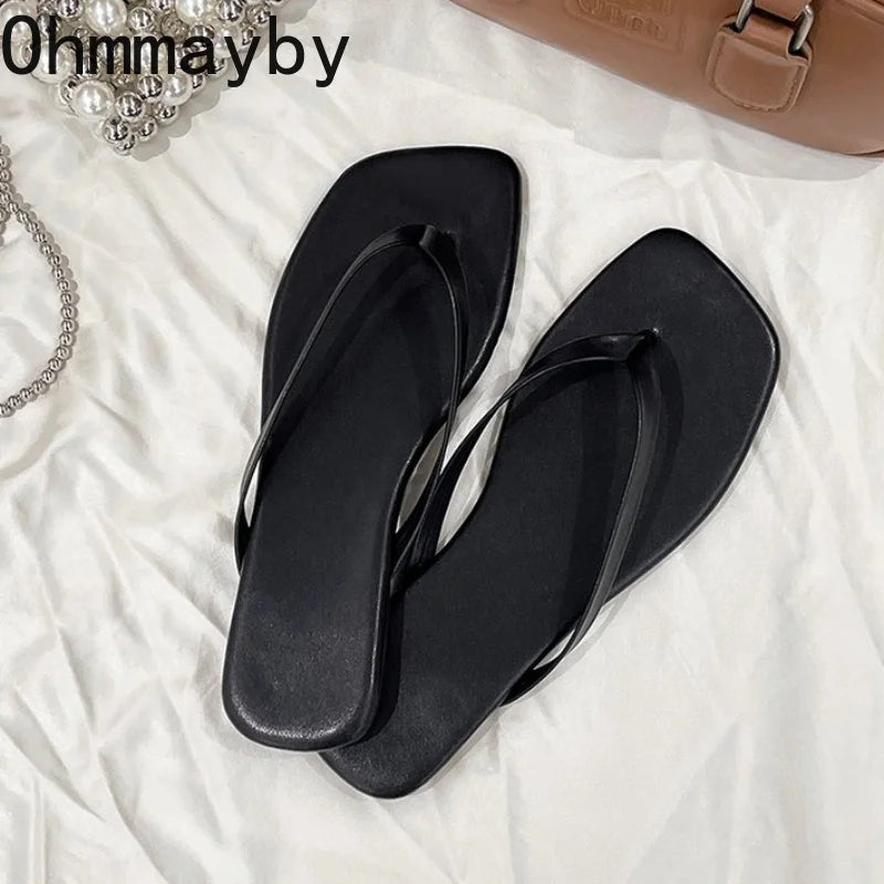 Women's Square Toe Flip Flops – Soft Sole Summer Slides Women's Flip Flops Axl