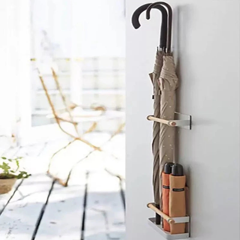 Magnetic Umbrella Stand – Modern Metal & Oak Entryway Rack Umbrella Stand Axl