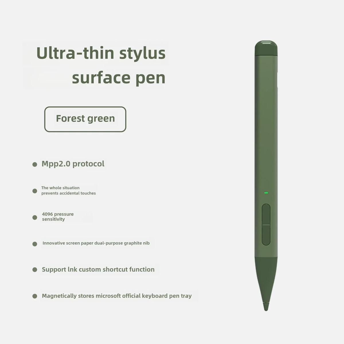 Surface Stylus Pen 4096 Pressure USB-C | Pro 3–11, Go, Book Tablet Stylus Pen Axl Uslim-2-Green