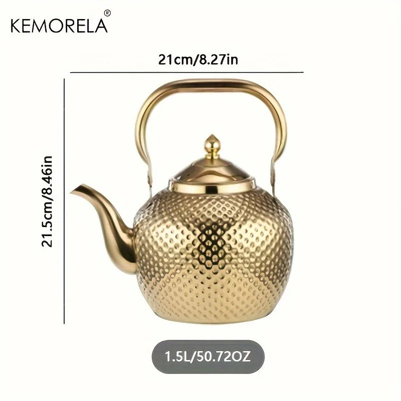 KEMORELA Stainless Steel Tea Kettle with Filter 1.2–2L Stovetop Tea Kettle Axl Gloden 1.5L