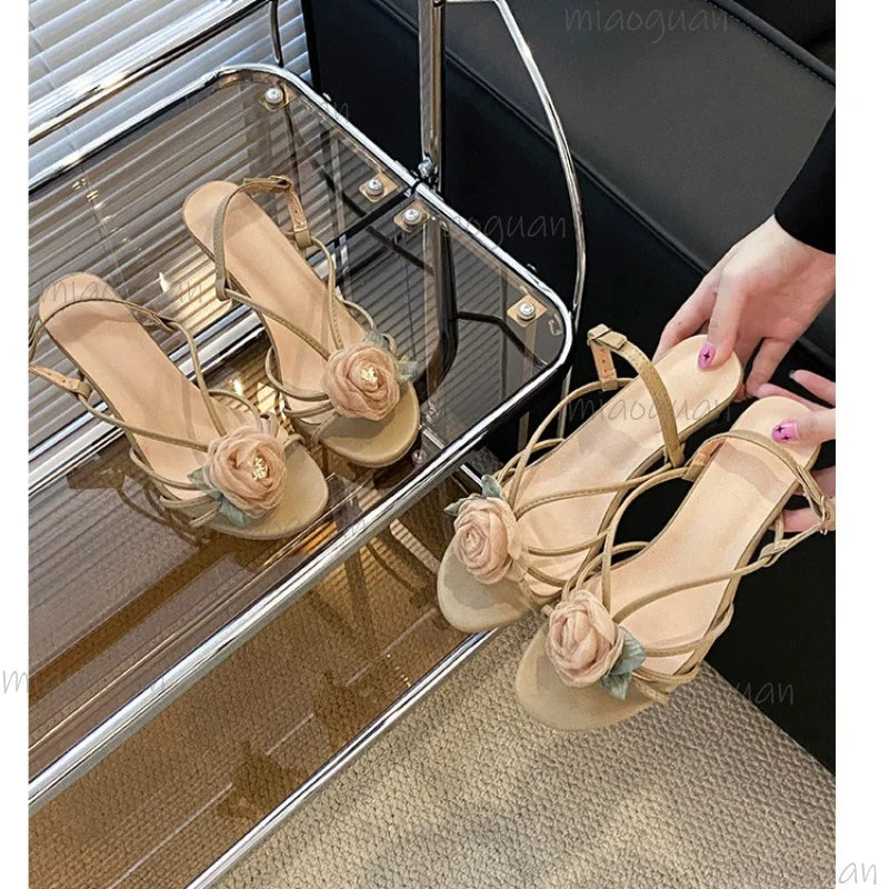 Women's Open Toe Thin Heel Sandals – Floral Dress Heels Dress Heel Sandals Axl