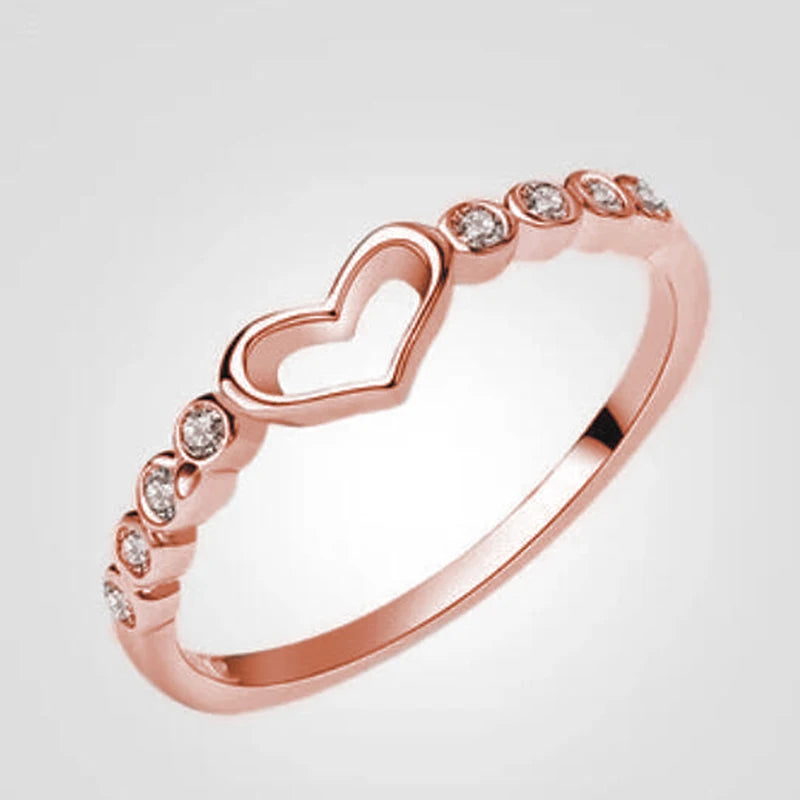 Huitan Hollow Heart Ring – Crystal Cubic Zirconia Bridal Band Bridal Fashion Ring Axl