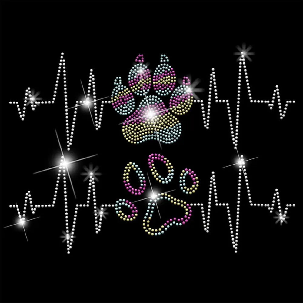 Paw Print Iron-On Rhinestone Appliqué – Glass Hotfix Patch Rhinestone Iron-On Patch Axl AECH04-17699