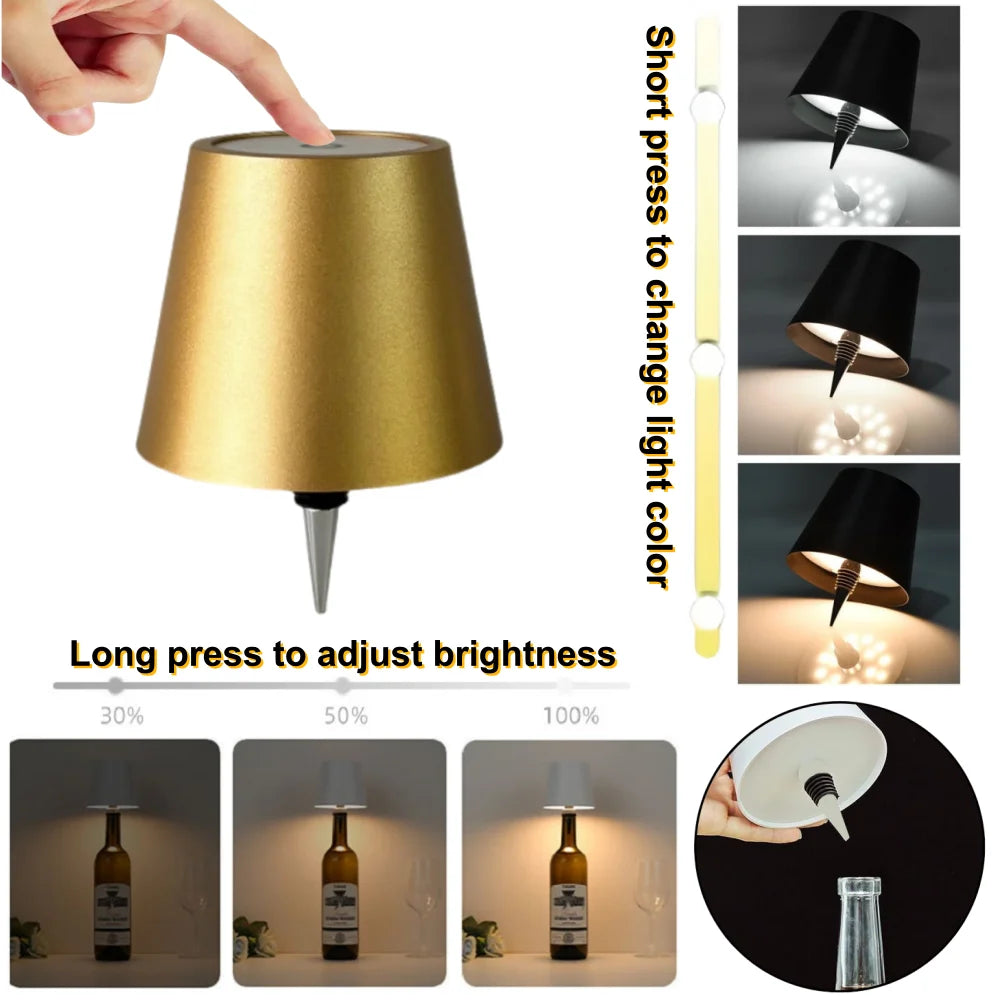 Wireless Wine Bottle LED Table Lamp | Touch Dim USB-C LED Table Lamp Axl