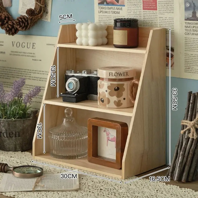 Solid Wood Multi-Layer Desktop Cosmetics Organizer Rack Cosmetics Storage Rack Axl white3