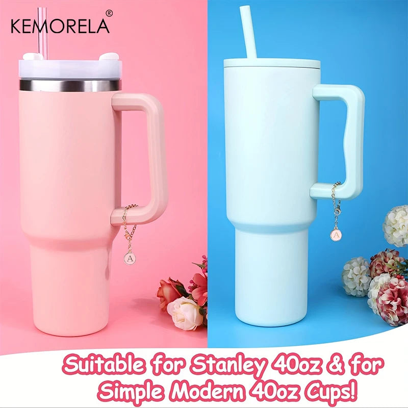 10mm Silicone Straw Cap with Letter Pendant | 20/30/40 Oz Straw Cap Accessory Axl