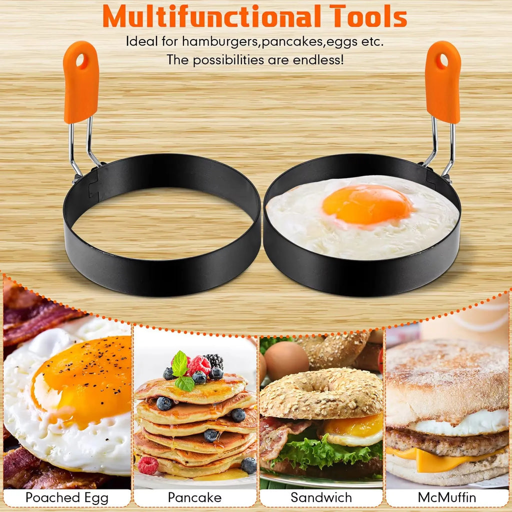 Stainless Steel Egg Ring & Pancake Mold with Silicone Handle Egg Ring Mold Axl