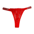 Women's Lace Thong Panties – Seamless Mid-Rise T-Back Lace Thong Panties Axl Red 1XL 1pc