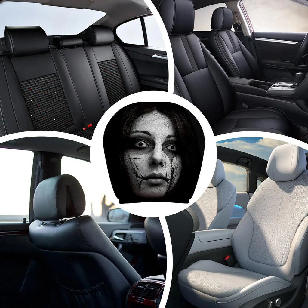 Halloween Spooky Face Car Headrest Covers – 2 Pack Universal Car Headrest Cover Axl