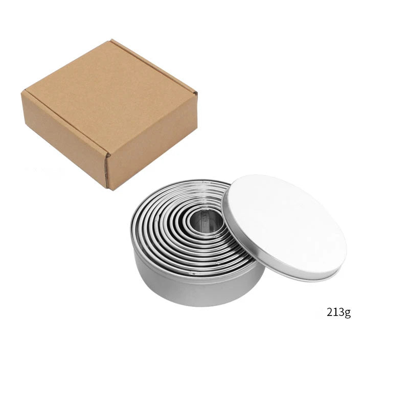 Stainless Steel Round Cookie Cutter Set – 11/12 Pc Baking Molds Cookie Cutter Set Axl 11pcs box Option7