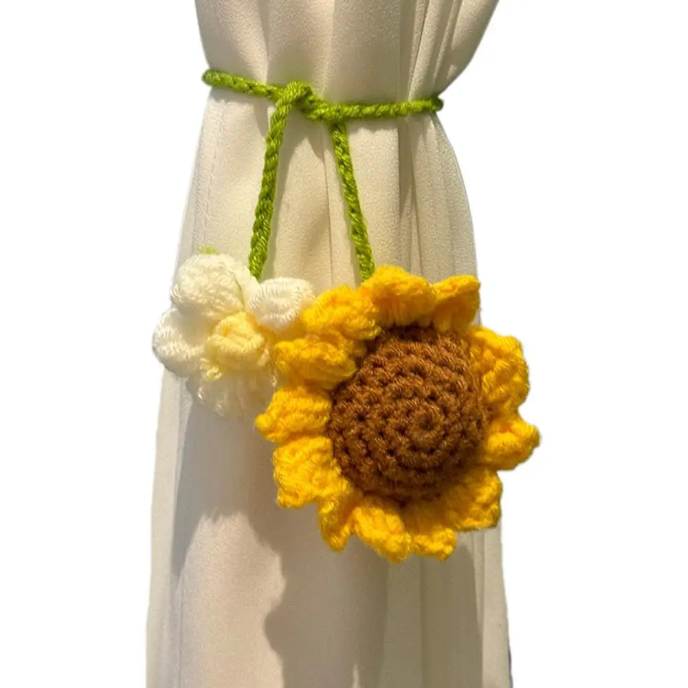 Hand Crocheted Sunflower & Strawberry Car Mirror Hanging Decor Crochet Car Ornament Axl A