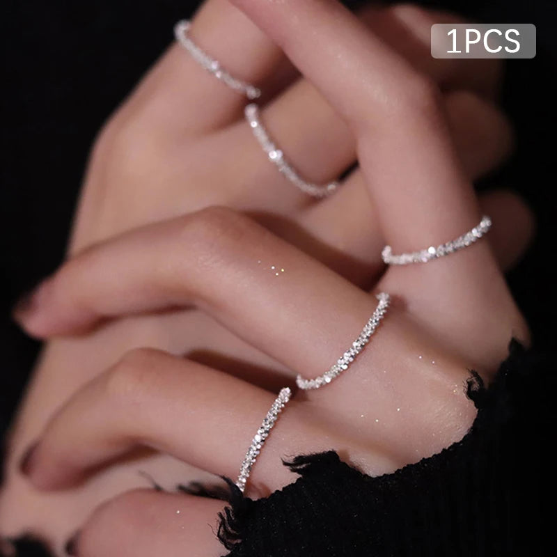 Minimalist Silver Adjustable Ring for Women | Wave Band Fashion Ring Axl